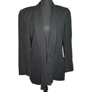Leslie Fay Black Open Beaded Blazer, Size 10, Pre-owned